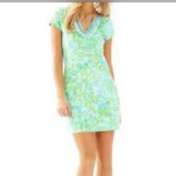 Lilly Pulitzer Harper Dress Pool Blue Any Fins Possible - Picture 7 of 7
